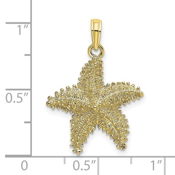10K Gold Starfish W/ Beaded Texture Charm - Picture 2 of 4